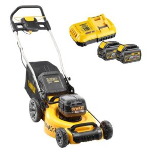 DeWALT Akku-Rasenmäher DCMW564N-XJ 2x18 Volt  inkl. Akku Starter-Set DCB118T2-QW - Mähen und Mulchen, 55l Grasfangkorb