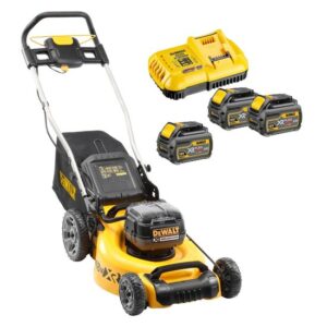 DeWALT Akku-Rasenmäher DCMW564N-XJ 2x18 Volt  inkl. Akku Starter-Set DCB118T3-QW - Mähen und Mulchen, 55l Grasfangkorb