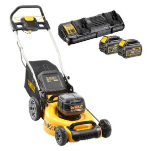 DeWALT Akku-Rasenmäher DCMW564N-XJ 2x18 Volt inkl. Akku Starter-Set DCB132T2-QW - Mähen und Mulchen, 55l Grasfangkorb
