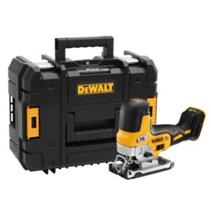 DeWalt Akku-Stichsäge DCS335NT-XJ 18 V, Airlock-kompatibler Absaugadapter, Sägeschuh-Schutzauflage, TSTAK-Box II