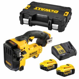 DeWALT Akku-Gewindestangenschneider DCS350P2-QW 18 V 5 Ah inkl. Vierfach-Schneidkopf + 2x 18 V 5 Ah Akkus + Ladegerät + Haken + TSTAK-Box II