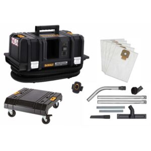 DeWALT Akku-Sauger DCV586MK-XJ FlexVolt M-Klasse BL, Fernbedienung, Saugschlauch, 5 Fleece-Staubbeutel, Bodenreinigungsset, TSTAK-Cart, Rollbrett