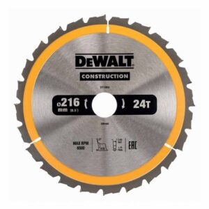 DeWALT Stationär-Kreissägeblatt DT1952-QZ 24WZ Ø 216mm - feine Schnitte und Querschnitte, für Hartholz, Sperrholz, Laminat