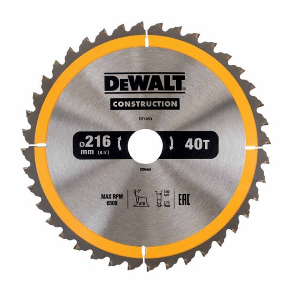 DeWALT Stationär-Kreissägeblatt DT1953-QZ 40WZ 216x30 - feine Schnitte und Querschnitte, für Hartholz, Sperrholz, Laminat – Bild 2