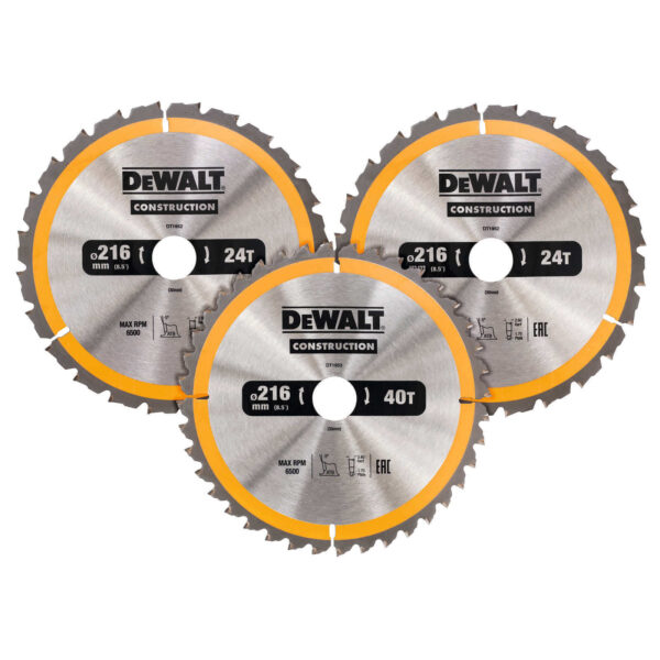 DeWalt Kreissägeblattset DT1962-QZ, Holzsägeblatt, Nagelfest, Thin Kerf, 216 x 30 x 2,6 mm 3-teilig – Bild 2