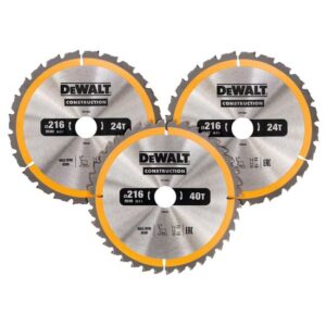 DeWalt Kreissägeblattset DT1962-QZ, Holzsägeblatt, Nagelfest, Thin Kerf, 216 x 30 x 2,6 mm 3-teilig