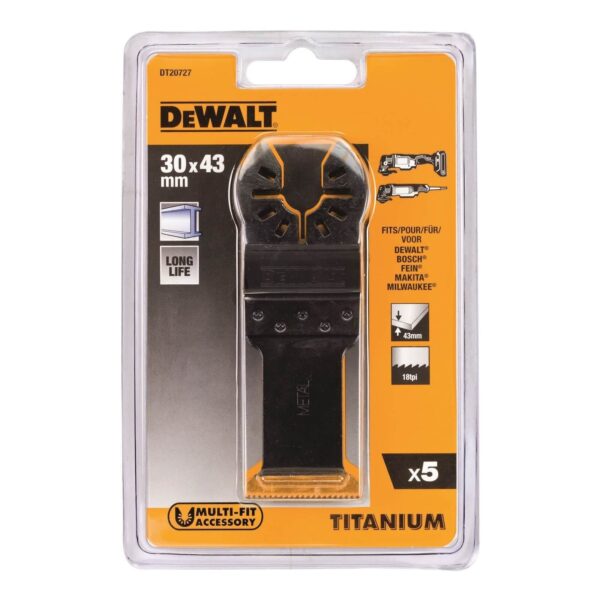 DeWALT Titan Metall-Sägeblatt DT20727-QZ 43 x 30mm, Multi-Tool Zubehör - 5 Stück – Bild 2