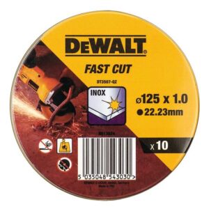 DeWALT DT3507-QZ Trennscheibe Edelstahl flach 125 x 1 mm - 10 Stück, verstärktes Fiberglas zum schneiden von Edelstählen