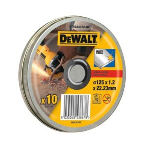 DeWALT DT42340TZ Trennscheibe Edelstahl, 10er Box, 125 x 1,2 x 22,23 mm, Aluminium-Rezeptur, mit verstärktem Fiberglas