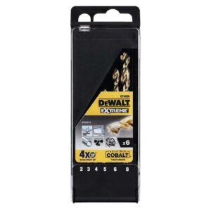 DeWALT Metallbohrer-Set HSS-Co DT4956-QZ, Spiralbohrer, Kobaltlegierung, Zentrierspitze, 30% schnellere Bohrgeschwindigkeit-6-tlg.