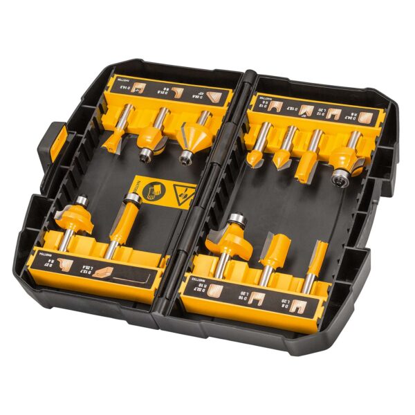 DeWalt Hartmetall Fräser-Set DT90016 Rückschlagfrei, hohe Lebensdauer, Premium Stahlkörper, 12-teilig – Bild 2