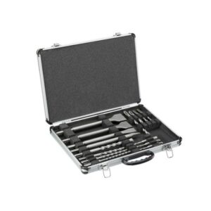 DeWALT Meißel und Bohrer- Set DT9679-QZ SDS-plus - Set inkl. Aluminiumkoffer + 4x Flachmeißel + 1x Spitzmeißel + 10x SDS-plus Highperformance Bohrer