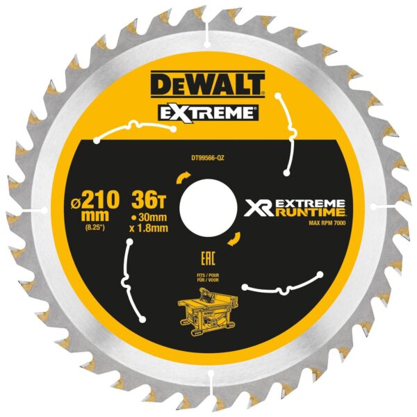 DeWALT Akku-Tischkreissägeblatt DT995 Extreme Runtime XR - Sägeblatt für FlexVolt DCS7485 – Bild 2