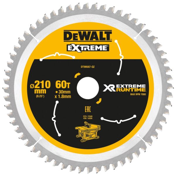 DeWALT Akku-Tischkreissägeblatt DT995 Extreme Runtime XR - Sägeblatt für FlexVolt DCS7485 – Bild 2