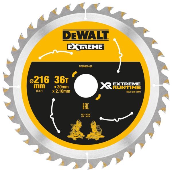 DeWALT Akku-Tischkreissägeblatt DT995 Extreme Runtime XR - Sägeblatt für FlexVolt DCS7485 – Bild 2