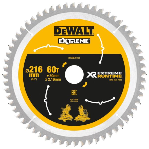 DeWALT Akku-Tischkreissägeblatt DT995 Extreme Runtime XR - Sägeblatt für FlexVolt DCS7485 – Bild 2