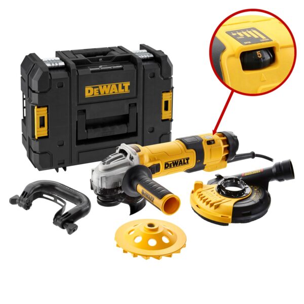 DeWALT Winkelschleifer DWE4257KT-QS Ø 125mm 1500 Watt - inkl. Beton-Oberflächen-Set in T-STAK Box – Bild 2