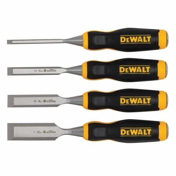 DeWalt Stechbeitel, Beitel, Schnitzbeitel, 4 teilig. Set, gelackte Klinge aus Karbonstahl, Holzbeitel, Stecheisen – Bild 2
