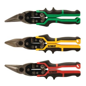 DeWALT Blechscheren ERGO 3er Pack, für gerade (gelb), linke (rot) und rechte (grün) Schnitte, Handblechschere