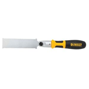 DeWALT Mini-Zugsäge 130mm, 22-Punk Zahnergometrie, doppelseitiges Sägeblatt zum Sägen von rechts und links, Spannmutter