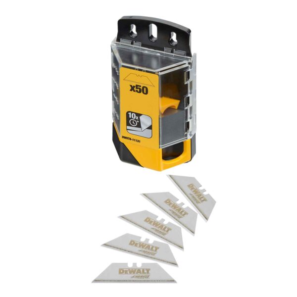 DeWALT Universal-Trapezklingen DWHT8-11131, wolframcarbid-beschichtet, Teppichmesser, 50 Stück im praktischen Spender – Bild 2