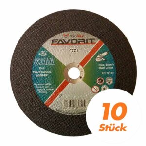 Toroflex FAVORIT Trennscheibe Universal Stahl  - Trennscheiben - Schneidscheibe - F41 gerade - 230 mm Durchmesser - 10 Stück