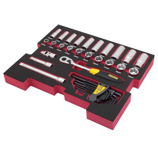 STANLEY FatMax TSTAK Einlage FMHT0-74296 3/8" Zoll - Set 38-teilig mit Steckschlüssel, Ratsche, Sechskant-Stiftschlüssel und weiterem Zubehör – Bild 2