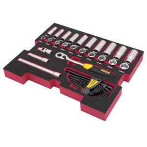 STANLEY FatMax TSTAK Einlage FMHT0-74296 3/8" Zoll - Set 38-teilig mit Steckschlüssel, Ratsche, Sechskant-Stiftschlüssel und weiterem Zubehör