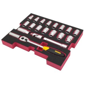 STANLEY FatMax TSTAK Einlage FMHT0-74297 1/2" Zoll - Set 20-teilig mit Steckschlüssel kurz und lang, Ratsche und Verlängerung