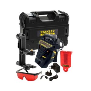 STANLEY FatMax FMHT1-77357 Multilinienlaser X3R rot 3x 360° - Set mit Lasersichtbrille, Zieltafel, Ladegerät und Transportkoffer