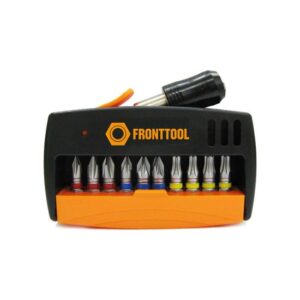 FRONTTOOL Bit Box 11-teilig - Bit Set, PH1, PH2, PZ1, PZ2, T20, T25 + Bithalter