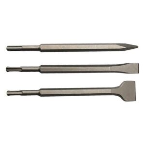 Fronttool Meißel-Set SDS-plus 250 mm 3 tlg. aus widerstandsfähigen Spezialstahl inkl. Flachmeißel, Spatmeißel und Spitzmeißel