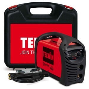 Telwin Force 165 Elektroden-Schweissgerät MMA mit Inverter-Technologie, Set inkl. Transportkoffer, Anschlussgarnitur, Massekabel, Schlackehammer