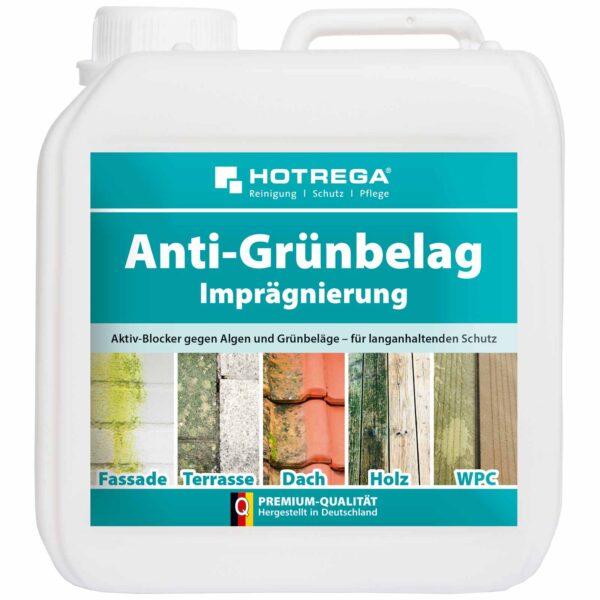 HOTREGA Anti Grünbelag Imprägnierung 2 Liter, Schutz vor Algen, Grünbelägen, Flechten und Pilzen – Bild 2