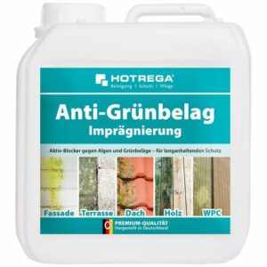 HOTREGA Anti Grünbelag Imprägnierung 2 Liter, Schutz vor Algen, Grünbelägen, Flechten und Pilzen