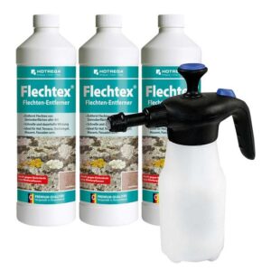 HOTREGA Flechtex Flechten Entferner 3L inkl. Schaum Drucksprüher 1L, Pilz Entferner, für alle Steinflächen