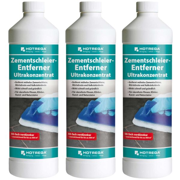 HOTREGA Zementschleier Entferner Ultrakonzentrat 1 L, Reinigungs-Konzentrat, Steinreiniger, saurer Reiniger, Grundreiniger, Fliesenreiniger – Bild 2