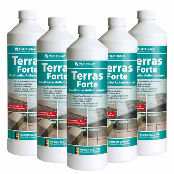 HOTREGA Terras Forte kraftvoller Außenreiniger Konzentrat 1 l - Kraftreiniger, Steinreiniger, Hofreiniger, Terrassenreiniger, Natursteinreiniger – Bild 2