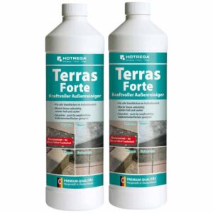 HOTREGA Terras Forte kraftvoller Außenreiniger Konzentrat 1 l - Kraftreiniger, Steinreiniger, Hofreiniger, Terrassenreiniger, Natursteinreiniger