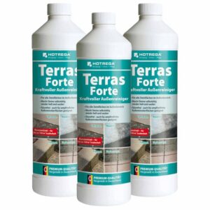 HOTREGA Terras Forte kraftvoller Außenreiniger Konzentrat 1 l - Kraftreiniger, Steinreiniger, Hofreiniger, Terrassenreiniger, Natursteinreiniger