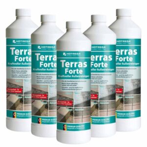 HOTREGA Terras Forte kraftvoller Außenreiniger Konzentrat 1 l - Kraftreiniger, Steinreiniger, Hofreiniger, Terrassenreiniger, Natursteinreiniger