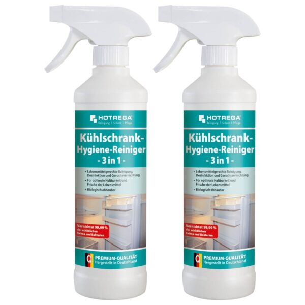 HOTREGA Kühlschrank Hygiene Reiniger 3in1 500ml - zur Reinigung und Desinfektion – Bild 2