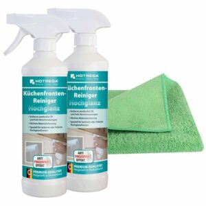 HOTREGA Küchenfronten-Reiniger Hochglanz 2x 500ml inkl. Microfasertuch Micro Star - Küchenreinigung, Küchenreiniger