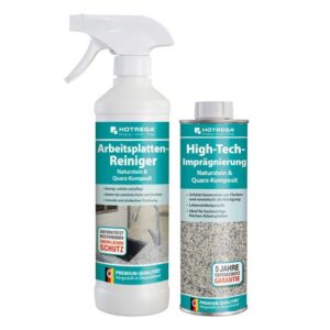 HOTREGA Arbeitsplattenreiniger und Imprägnierung Naturstein & Quarz-Komposit, Küche, Fleckschutz