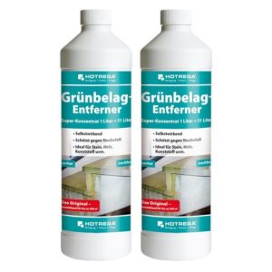 2 Stück HOTREGA Grünbelagentferner Super Konzentrat 1L - Säure- und chlorfreie Rezeptur
