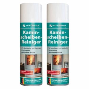 HOTREGA Kaminscheiben Reiniger 300ml Set mühelos Ruß vom Kaminglas entfernen Kachelofen Scheibe reinigen