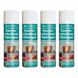 HOTREGA Kaminscheiben Reiniger 300ml Set mühelos Ruß vom Kaminglas entfernen Kachelofen Scheibe reinigen