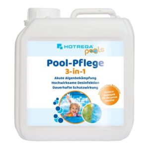 HOTREGA Pool-Pflege 3in1 Konzentrat 2 Liter, für Pools und Planschbecken, Chlor Desinfektion, Algenentferner