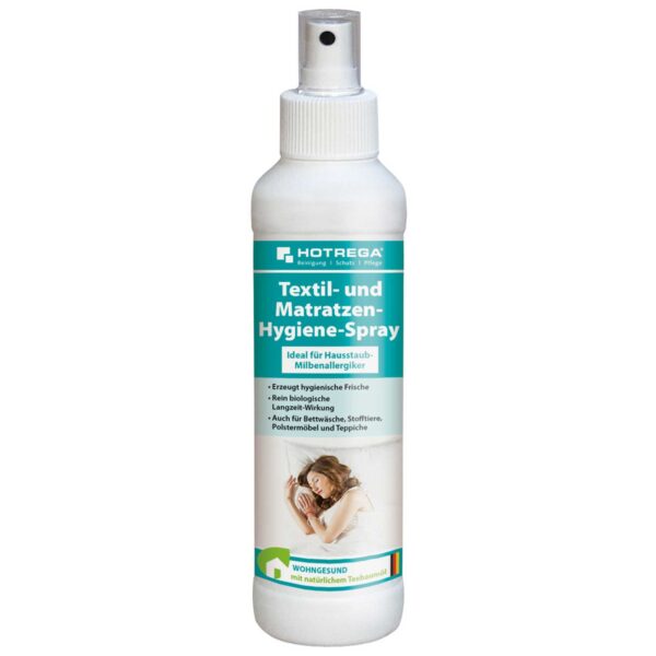 HOTREGA Textil- und Matratzen-Hygiene-Spray 250 ml, entfernt Hausstaub-Milbenallergene, Langzeitwirkung – Bild 2