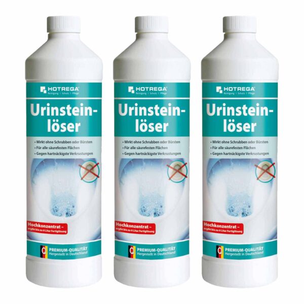 HOTREGA Urinsteinlöser - Urinsteinentferner, WC Entkalker, Urinal und Toilette reinigen - 1 Liter 3 Stück – Bild 2